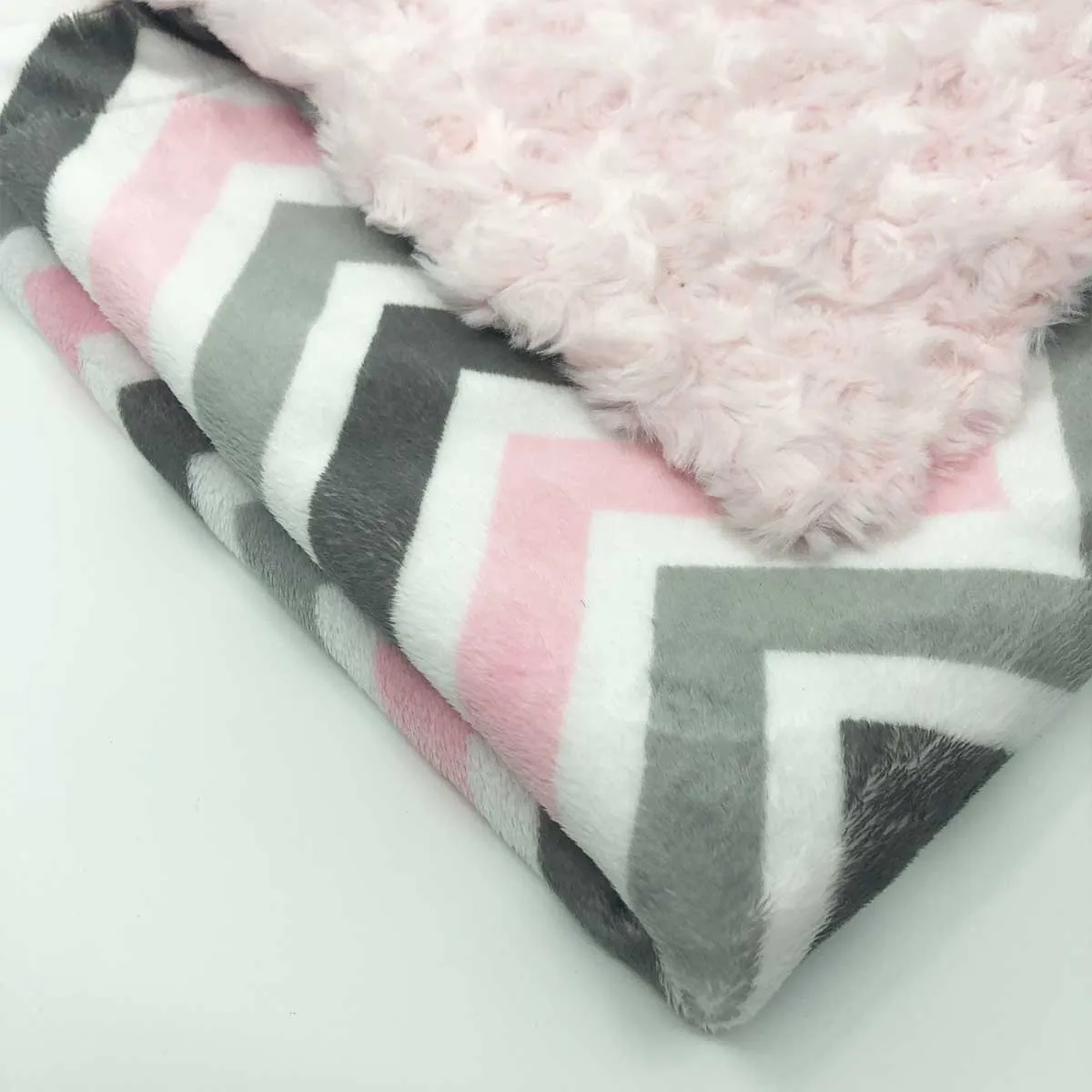Minky Pet Blankets in Pink Chevron Pattern